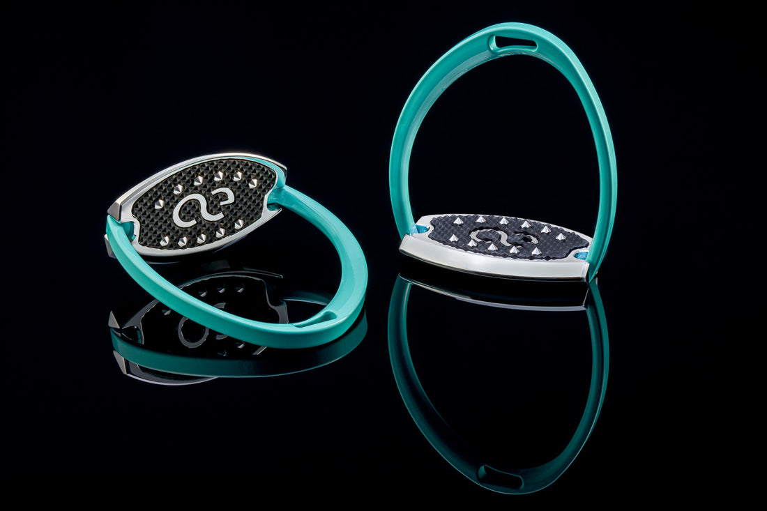 American Equus "Elite" English Stirrups Tiffany Blue