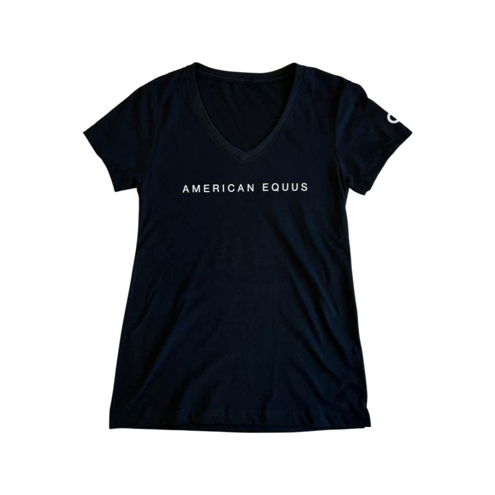 American Equus Signature V-Neck Ladies T-Shirt - Black - Front